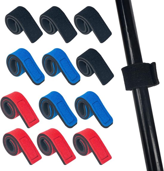 Verstelbare Neopreen Vissershengel Bands - 12 Stuks Elastische Bevestigingsbanden voor Organisatie en Beveiliging van Vissershengels, Ideaal voor Vissersaccessoires en Hengelsport