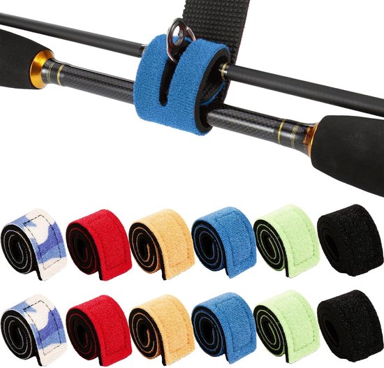 Verstelbare Neopreen Vissersriemen in Diverse Kleuren - 12 Stuks Elastische Steun voor Vissershengels en Spinning Rods, Ideaal voor Vissersaccessoires