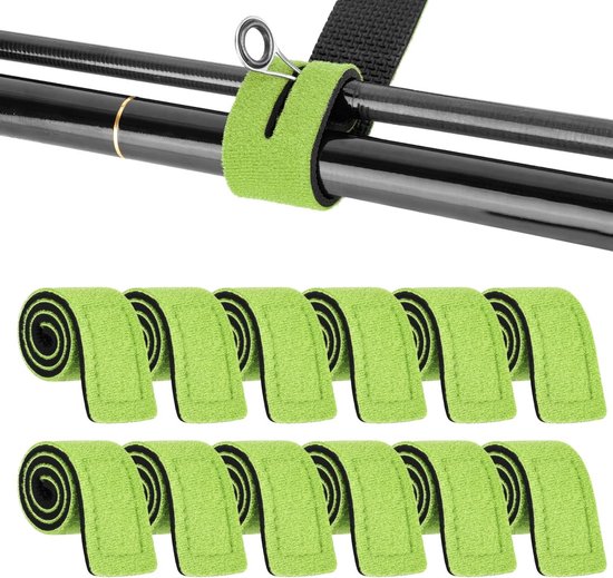 Verstelbare Neopreen Vissrodtassen - 12 Stuks Herbruikbare Elastische Bevestigingsriemen voor Spinning, Zee- en Voederhengels met Bescherming