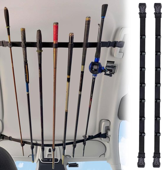 Verstelbare Rod Holders voor Vervoer van Vissen, Opslag en Dakkoffers, Geschikt voor SUV en Jeep, Set van 2, 80-130 cm met 3-Punts Gesp