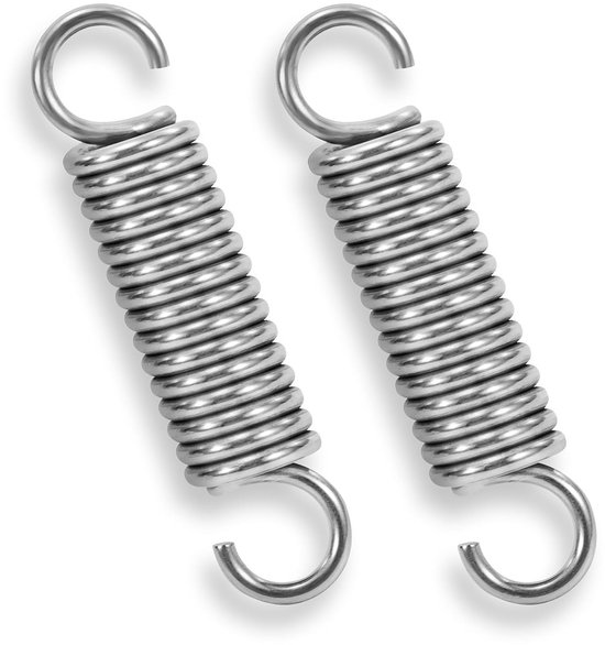 Verstelbare RVS spiraalveren met haken, 50 mm, 12 mm buitendiameter, 2 mm draaddikte, maximale treksterkte 12 kg, set van 2 stuks, ideaal voor bevestigen en spanning. van Merkloos