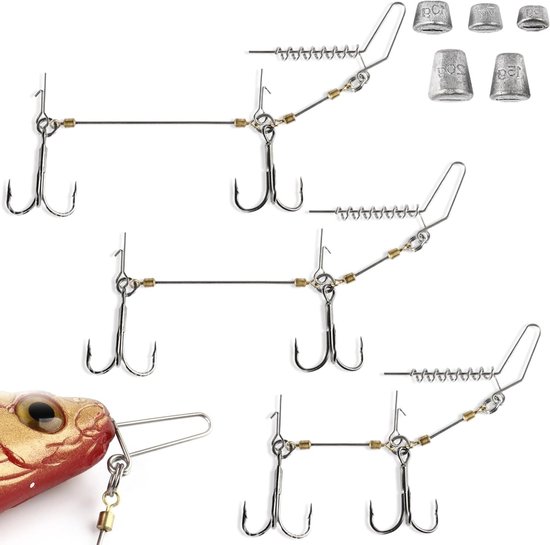 Verstelbare Stinger haken met voorzak systeem - Drie modellen (S, M, L) voor diepzeevissen, ondiepe rigs en jigkoppen