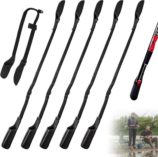Verstelbare Vissershengel Beschermstraps, 5 Stuks, Geschikt voor Hengels van 58cm tot 130cm, Elastische Hengel Covers en Bescherming
