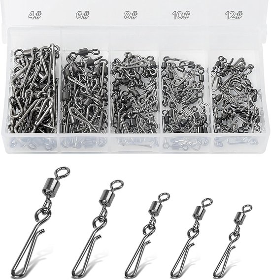 Vertebrae viswielen met carabiner, 100 stuks roestvrij staal, ideaal voor vissen en hengelsport