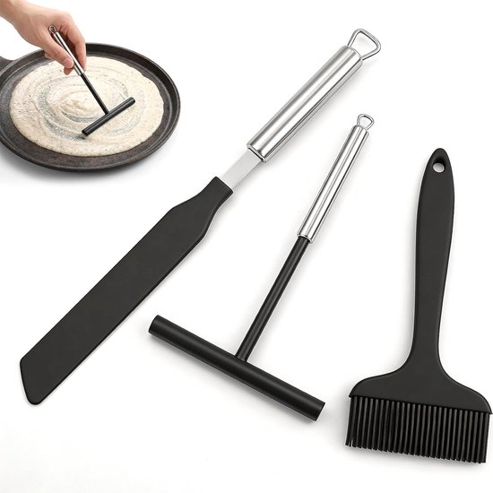 Verteiler Und Spatel - Teigverteiler Wender Für Crêpes Maker - Edelstahl Und Silikon Backwerkzeuge Für Zuhause Küche Backen Kochen