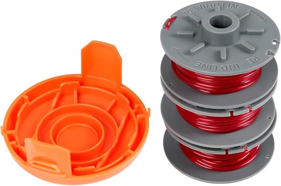 Vervangbare Spoel voor Grastrimmer - Geschikt voor Gardena Turbo Trimmer SmallCut 2401, 0.063" Graszoden Spoel met 5328-20 Deksel (3 Spoelen + 1 Deksel)