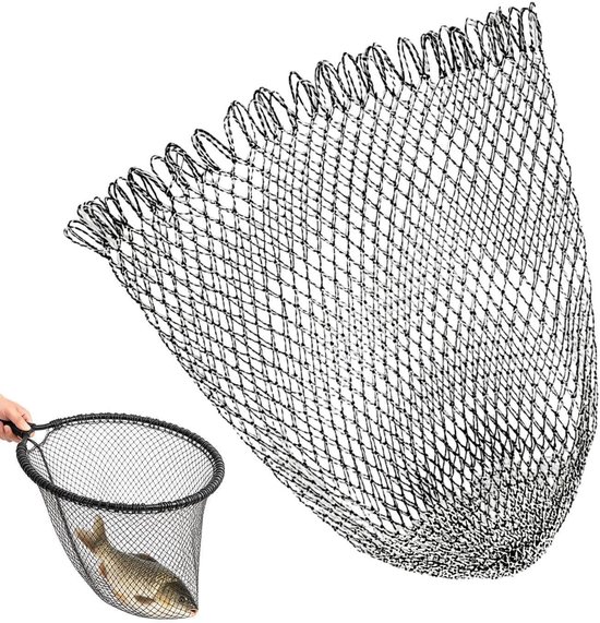 Vervangend Visnet - Schepnet Mesh - Vissen Vangen - Hoge Sterkte Nylon - 60x85cm - Zwart