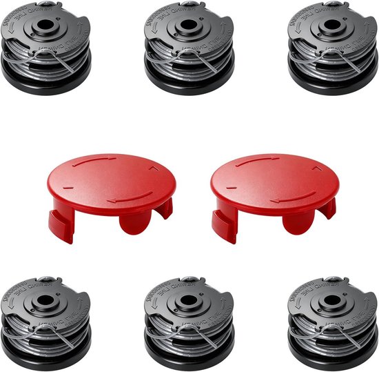 Vervangende Draadspoelen voor Grastrimmer, 6 Spoelen met 2 Caps, Compatibel met ART 24/27/30, Nylon Draad, Diameter 1.6 mm, Tuinaccessoires, Grasmaaien, Tuinonderhoud van Merkloos