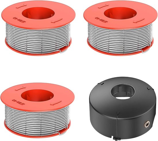 Vervangende Grastrimmer Spoel en Draad Set van 3 voor Autofeed Nylon Spoelen, Geschikt voor Bosch Art 23, 26 en 30 Combitrim, 1.6mm x 8m, Tuinaccessoires en Grasmaaier Onderdelen