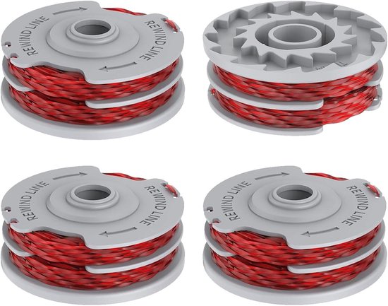 Vervangende Grastrimmer Spoelen Set van 4 Stuks, Dubbele Autofeed Nylon Spoelen voor Grastrimmers, 1.5mm Dikte en 11m Lengte voor Efficiënt Gras Trimwerk