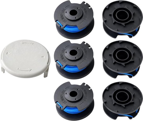 Vervangende grastrimmerspoelen set van 6 met dop, compatibel met diverse Ryobi modellen, hoogwaardige draadspoel voor efficiënt en moeiteloos trimmen in de tuin
