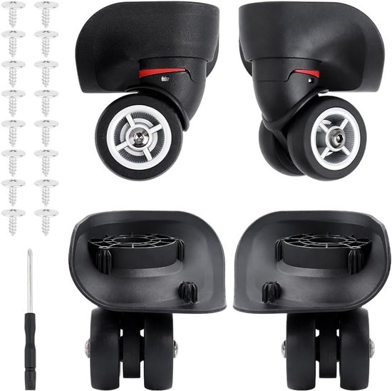 Vervangende Luggage Wheels voor Koffers, Stille en Duurzame Spinner Wielen met Schroef, Ideaal voor DIY Reparatie van Trolleys en Koffers, Zwart