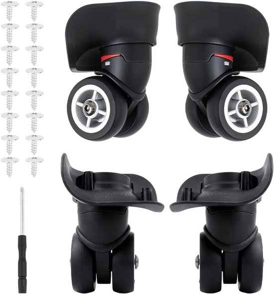 Vervangende Luggage Wielen voor Koffers, Stille en Duurzame Spinner Wielen met Schroef, Ideaal voor DIY Koffer Reparatie en Onderhoud, Zwart van Merkloos