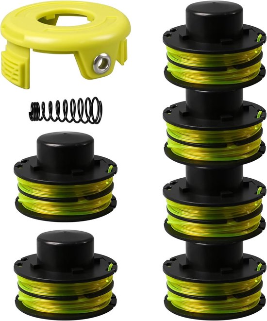 Vervangende Trimmer Spoel met Dubbele Autofeed voor 1.2mm Draad, Geschikt voor RLT3525S, 8.4m Lang, 6 Spoelen + 1 Deksel + 1 Veer