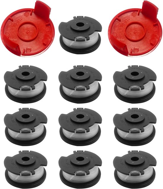 Vervangingsspoel voor draadmaaiers - Nylon draad van 4.9m, 1.6mm dik, 10 spoelen + 2 doppen voor tuinonderhoud