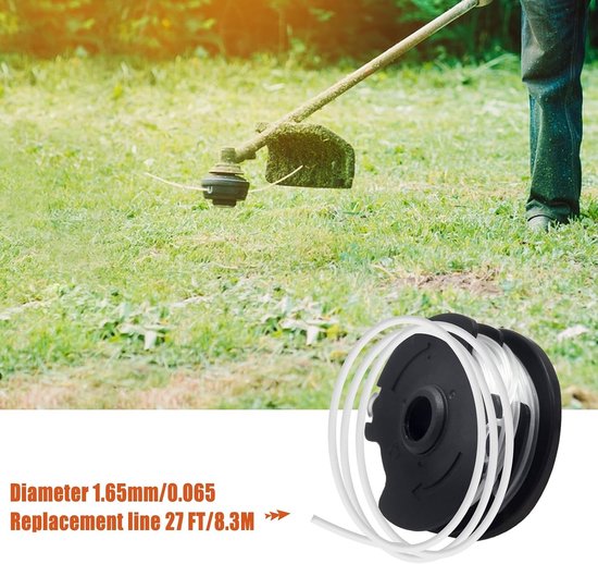 Vervangingsspoel voor draadtrimmer, 8.3m lang, 1.65mm, geschikt voor accu grasmaaiers, ideaal voor onkruidbestrijding (6 spoelen)