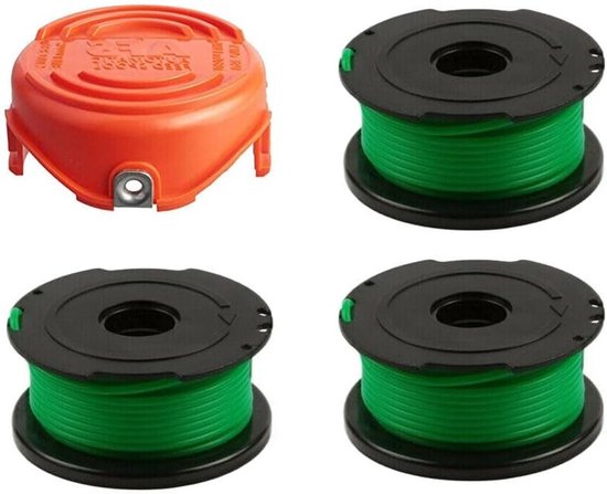 Vervangingsspoelen en Beschermkap voor Black & Decker Grasmaaiers - 4 Stuks, 6m Spoellijn, Tuinaccessoires