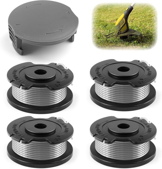 Vervangingsspoelen voor grasmaaier, 4 stuks, diameter 1.65 mm, 6 m met spoelkap, geschikt voor EasyGrassCut modellen