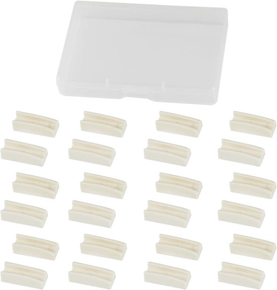 Vervangingstips voor platte neustang met opbergdoos, set van 12 witte nylon plastic tangkaken voor sieraden maken, brillenpootjes, montuurtang, sieraden maken gereedschap