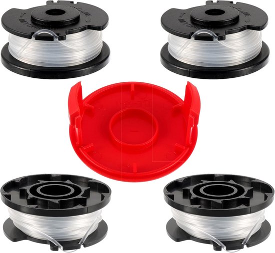 Vervangspool voor draadtrimmer, Nylon spoel met 1.6 mm diameter, Geschikt voor accu-grastrimmers, 4 spoelen + 1 dop, Ideaal voor tuinonderhoud en gras trimmen