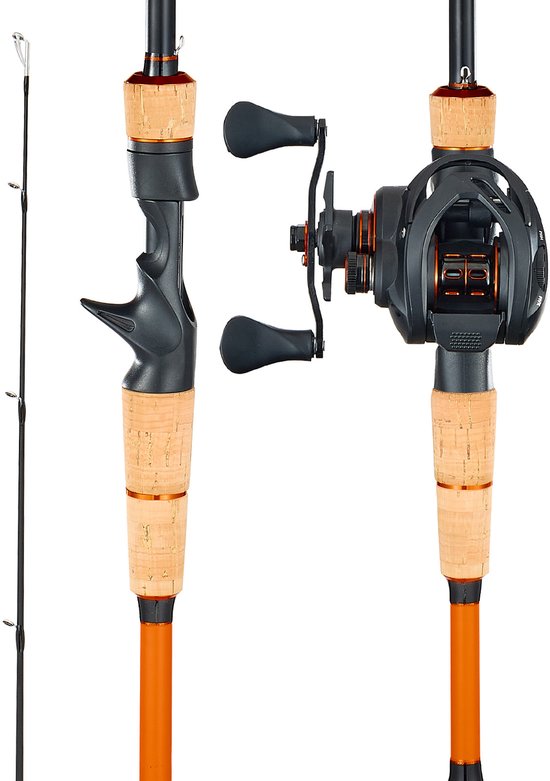 VEVOR Hengel- en Reelset (Baitcasting), 2,13 M Carbonvezel Hengel (Im7), Baarshengelset met 7+1 Kogellagers, 7.0:1 Overbrengingsverhouding en Kurken Handgreep, Linkshandige Visset van Merkloos