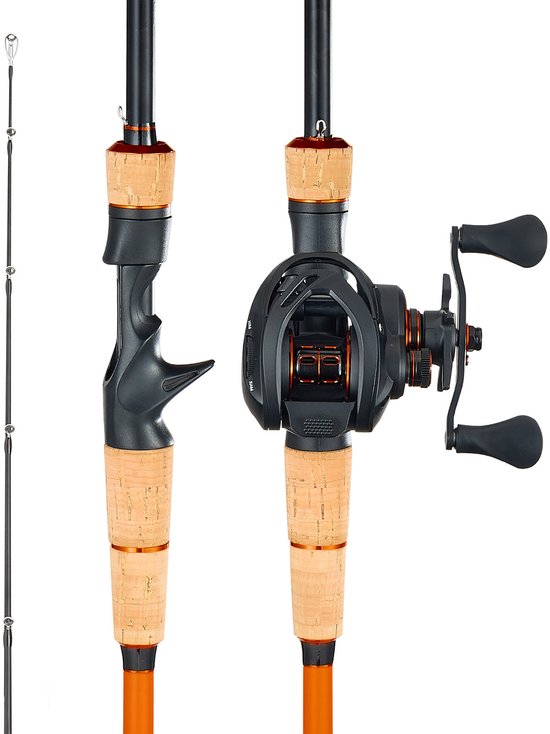 VEVOR Hengel- en Reelset (Baitcasting), 2,13 M Carbonvezel Hengel (Im7), Baarshengelset met 7+1 Kogellagers, 7.0:1 Overbrengingsverhouding en Kurken Handgreep, Rechtshandige Visset van Merkloos