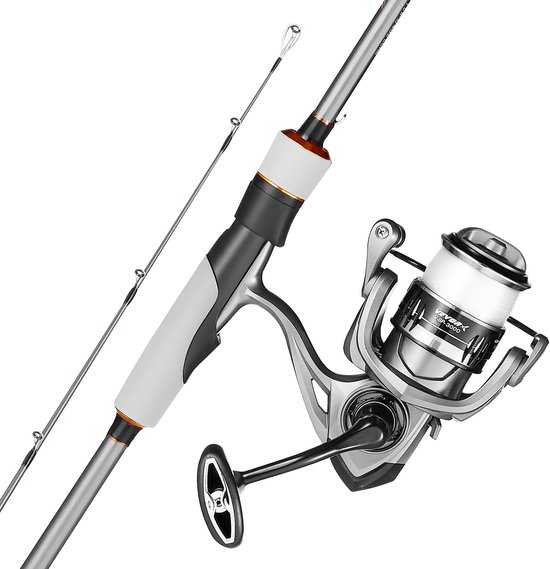 VEVOR Hengel- en Reelset, Hengel van Glasvezel en Koolstofvezel (Im6), Hengel- en Reelset voor Baarsvissen met Een Tweedelige Hengel van 2 Meter en 7+1 Kogellagers, Geschikt voor Zoet- en Zoutwatervissen