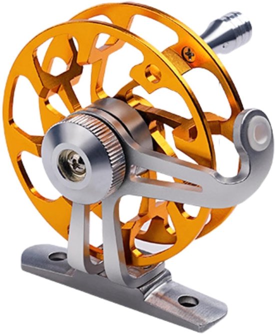 VHV - Vishengel molen - Werpmolen - Visreel - Ijsvissen - Krachtig en soepel - Voor zoetwater en zoutwater - 6.2*7cm - Goud