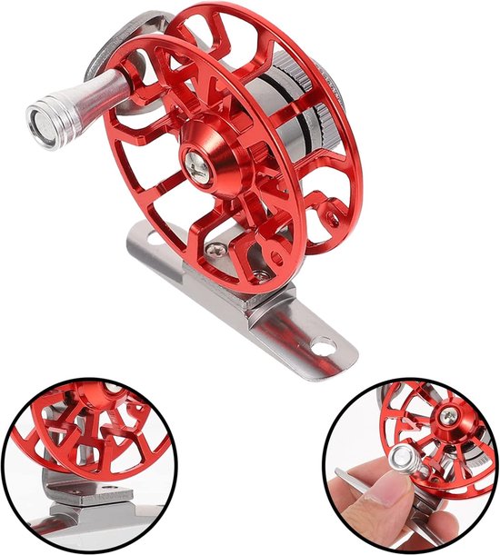 VHV - Vishengel molen - Werpmolen - Visreel - Ijsvissen - Krachtig en soepel - Voor zoetwater en zoutwater - 6.2*7cm - Rood van vhv