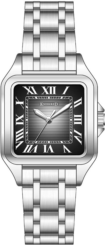 Vierkante Horloge Voor Mannen Met Vintage Romeinse Cijfers En Massieve Roestvrijstalen Band