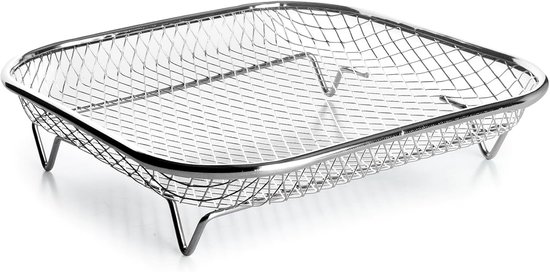 Vierkante luchtfrituurmand, 19,50 x 4,50 cm, roestvrij staal 18/10, speciaal voor airfryer