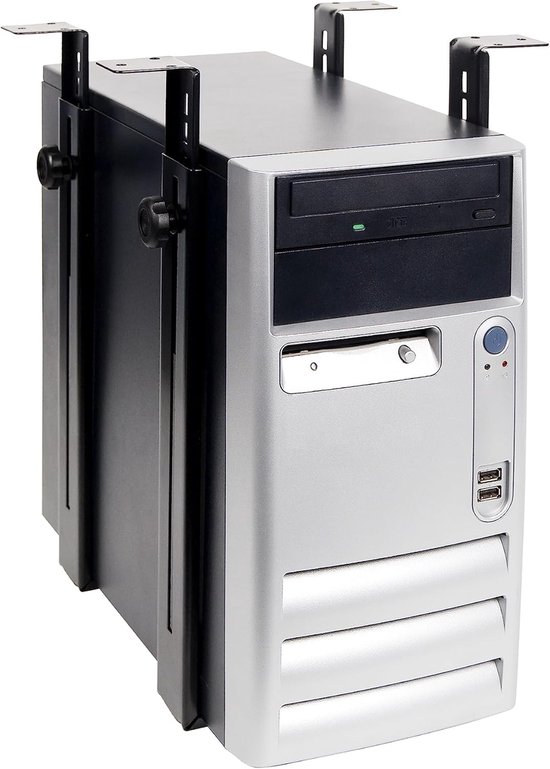 Viewgo Computerhouder - Bureau 183 Zwart, Verstelbare Stalen PC Ophangbeugel, Onder Bureau PC Houder, Montage Horizontaal en Verticaal met 35kg draagvermorgen
