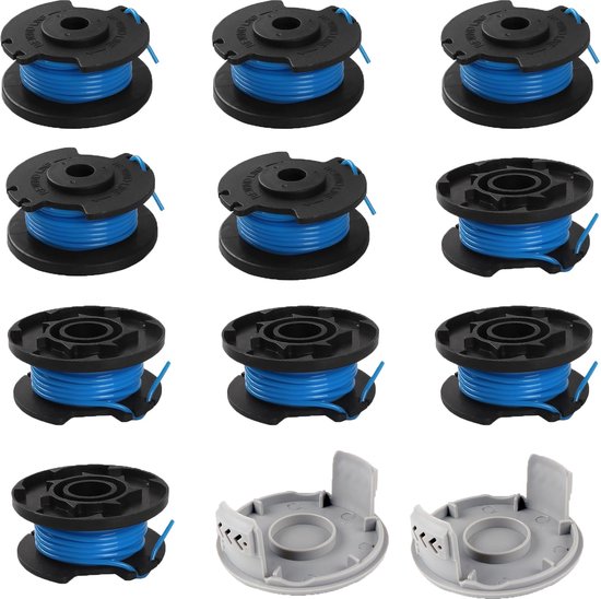 Viilich 10 stuks draadspoelen voor Ryobi, vervangende spoel draadspoel trimmer voor Ryobi One+RAC124 AC14RL3A OLT1823 OLT1832 18V 24V 40V grastrimmer draadsnijder, 10trimmerspoelen 2 doppen (3,4 m, diameter 1,65 mm) van Viilich