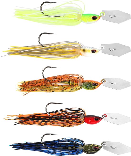 Vijfbladige Jigvis Lures in Meerdere Kleuren met Skirt en Scherpe Haken voor Zander en Forel Visserij van Merkloos