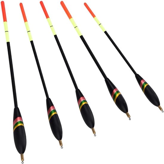 Vijfdelige flexibele dobberset voor perfect vissen op forel in meer, rivier of vijver - 4G-6G dobbers voor optimale werpresultaten