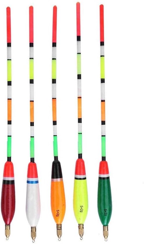Vijfdelige set lichtgewicht balsa houten dobbers voor vissen, hoge zichtbaarheid en gevoelige beetindicatoren, ideaal visgerei voor elke visser van Merkloos