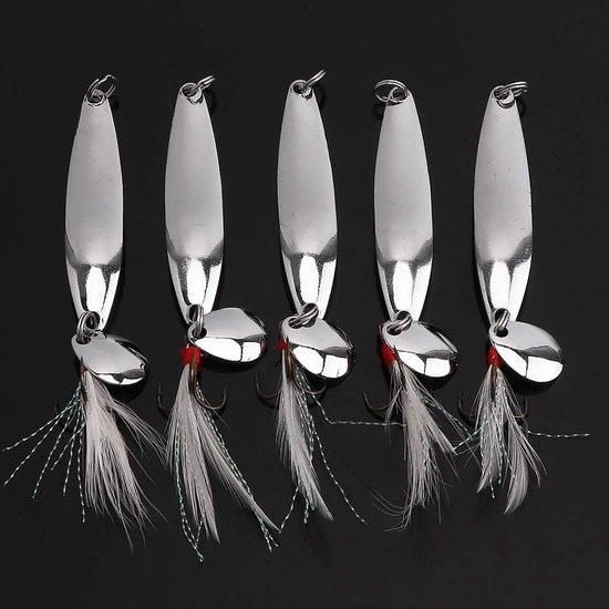 Vijftal Hard Fishing Lures Set met Metalen Aas en Driedubbele Haken voor Salmo en Baars vissen
