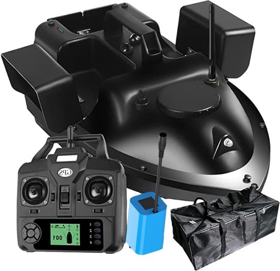 VIN® Voerboot Karper – Professionele Voerboot Met 2 Kg Laadvermogen – 3 Laadbakken - Inclusief Accu - 2 Propellers - Baitboat Met Afstandsbediening Draadloos 500 Meter – Met Cruise Control - Visspullen Accesoires