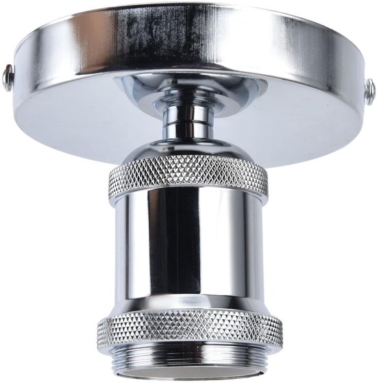 Vintage E26 E27 Lampfitting met Plafondhouder (Zilver)
