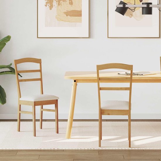 Vintage eetkamerstoelen, set van 2 stuks, van massief rubberhout met gelakte afwerking en zitkussen, klassiek design voor eetkamer, keuken of werkkamer