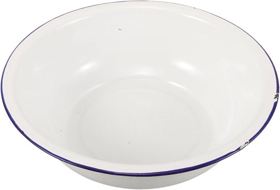Vintage Emaillen Waskom met Blauw Randje Multifunctionele Voetbad Wasbak Retro Stijl voor Keuken Badkamer Eenvoudig Te Reinigen Decoratief voor Thuisgebruik