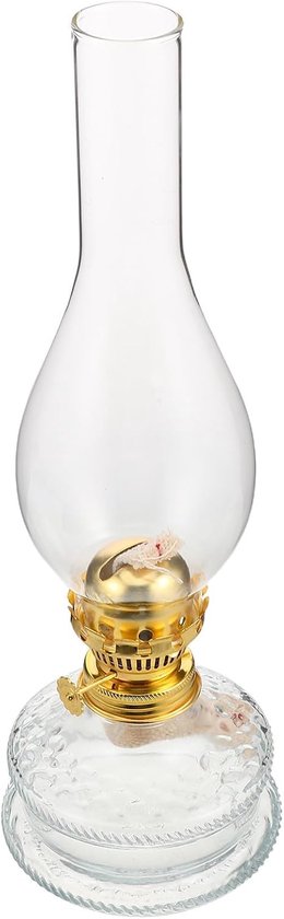Vintage Glazen Kerosine Lamp met Verstelbare Lont Retro Olielamp voor Binnen Sfeervolle Campinglamp voor Woonkamer Hotel