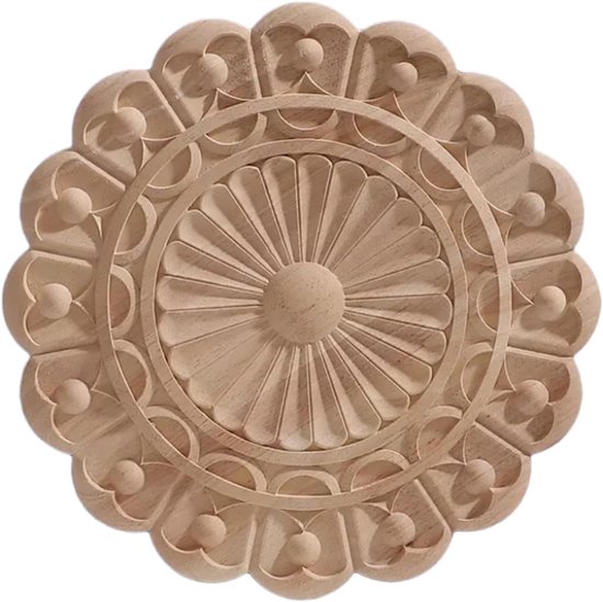 Vintage Hout Gesneden In Hoek Ronde Houten Applique Hout Decal Hout Lijstwerk Onlay Ongeverfd Europees Snijwerk Lange Bloemen Houten Meubelen Decoratie Hoek Y23-15