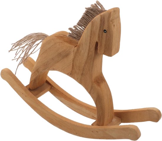 Vintage Houten Hobbelpaard Beeldje Gedetailleerd Chinees Dierenriem Paard Sculptuur Stevige Houten Decoratie voor Bureau Kinderkamer Geluk Rijkdom Souvenir
