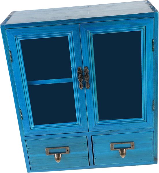 Vintage Houten Keuken Kast Met Dubbele Deuren Multifunctionele Wandkast Voor Badkamer Opslag Ruimtebesparende Opbergoplossing Van Massief