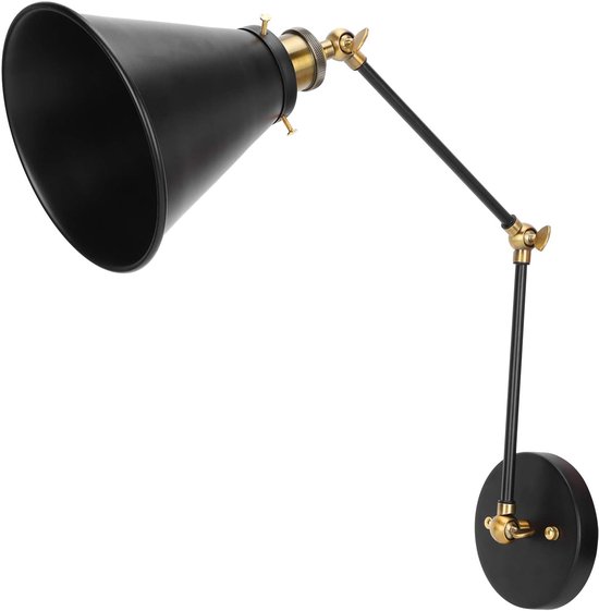 Vintage Industriële Zwenkarm Wandkandelaar Verstelbaar Nachtkastje Leeslamp voor Woonkamer Slaapkamer Hal Keuken Zwart Ijzer AC85-265V