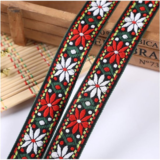 Vintage jacquardband Boho Stof Trim Etnische Stijl Linten Geborduurde Jacquard Linten Borduurwerk Jacquard Trim voor DIY Kleding Accessoires 4#Kleurrijk 3 Yard