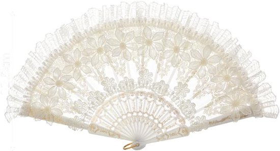 Vintage kanten waaier, elegante opvouwbare handwaaier voor dames, kanten waaier met bloemen, vlinders, parels, retro bruiloftswaaiers, bruiloftskostuum, theeparty, eindejaarsbal, feest