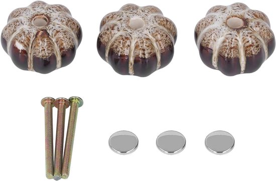 Vintage keramische pompoenhandgrepen Klassieke decoratieve ladeknoppen Duurzame keukenkast Bekertrekkers Set van 3 Ergonomisch ontwerp Roestvast roestvrij staal 4x4x3cm (Zilver)