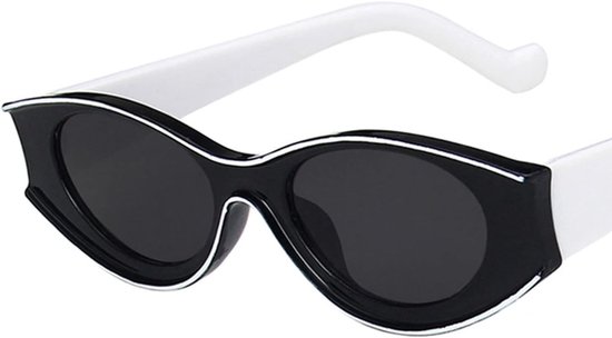 vintage kleine kat oog vrouwen zonnebril mannen mode persoonlijkheid groen geel ovaal zonnebril vrouwelijke Uv400-C1 witzwart